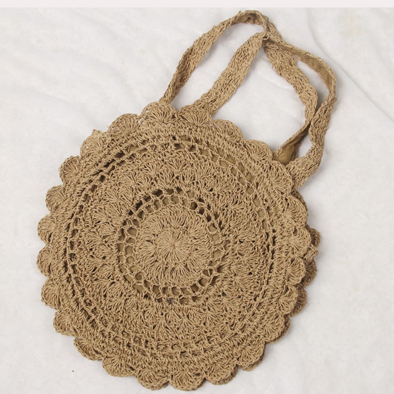 summer woven shoulder bag woman beach circular straw hand knitting large capacity shopper handbag travel shopping bag women bag