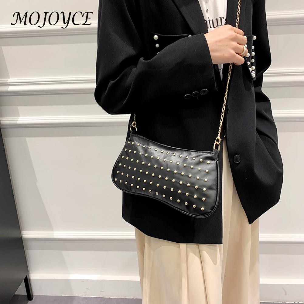 Women Leather Handbag Fashion Rivet Female Crossbody Bags New Clutch Street Fashion Simple Designer Handbag Luxury Female Bag