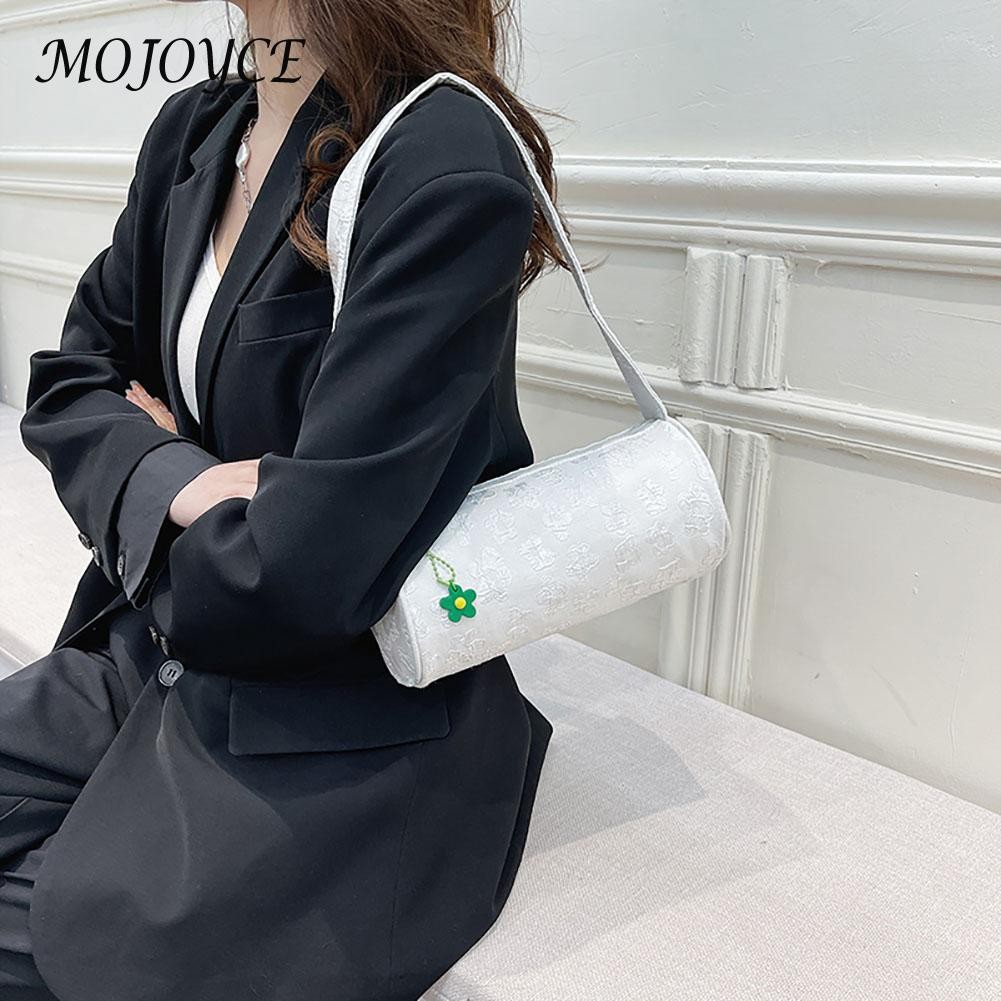 Women Canvas Flower Pattern Underarm Bag Zipper Round Shape Crossbody Bag Women Small Handbag Summer Trend New New Shoulder Bag