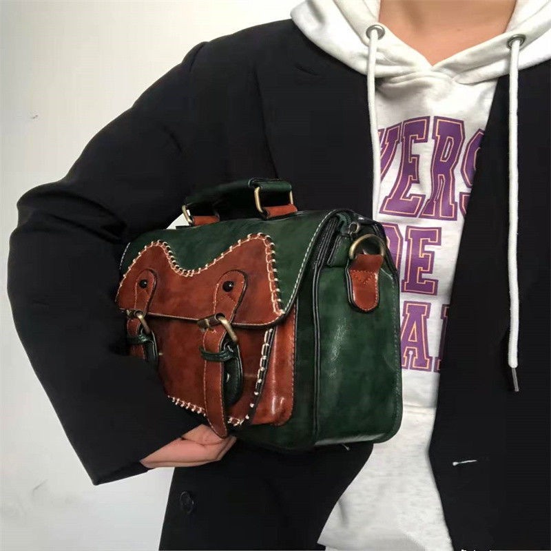 MBTI خمر حقيبة كتف النمط الياباني امرأة الموضة غلق بمشبك المرقعة Bolso Mujer Crossbody كيس الطلاب الرئيسية اليومية حقيبة عادية