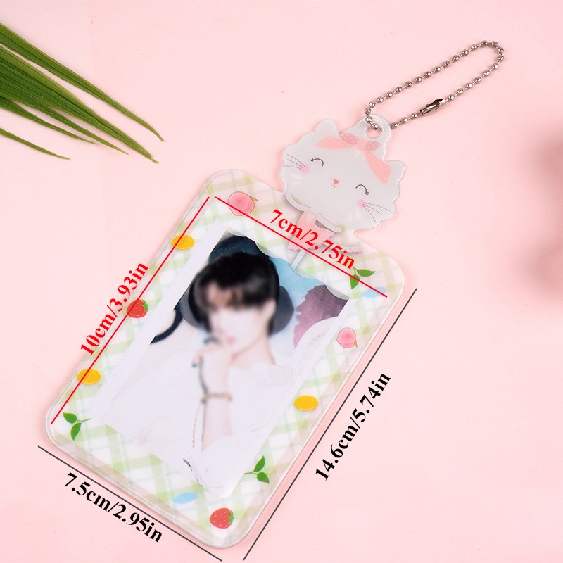 INS Colorful Photo Card Holder Pendant for Small Photo Sticker and Name Card 7.5*14.6cm Photo with Key Chain Cartoon Card Cutter