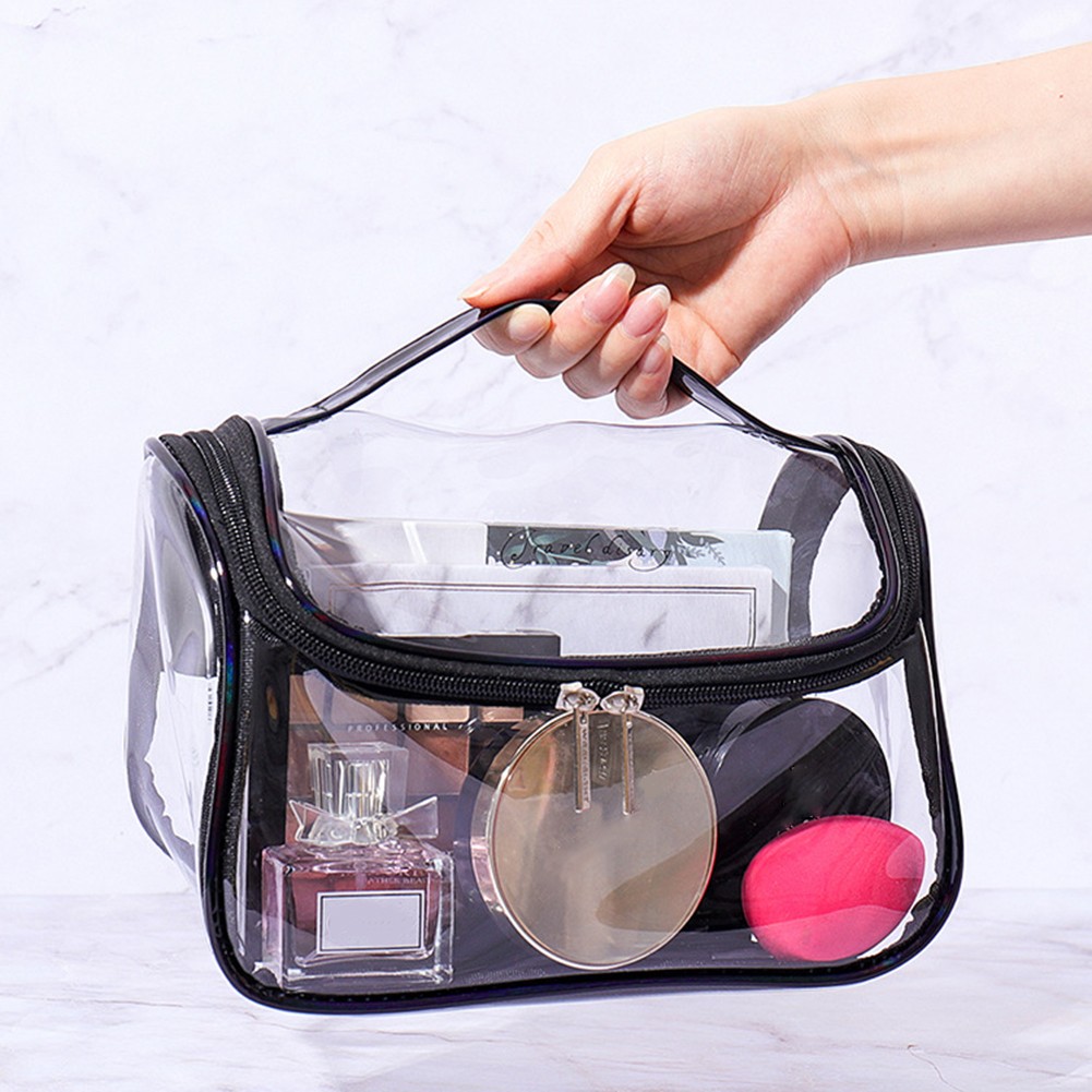 Travel PVC Cosmetic Bags INS Fashion Women Transparent Clear Zipper Makeup Bags Organizer Bath Wash Make Up Tote Handbags Case