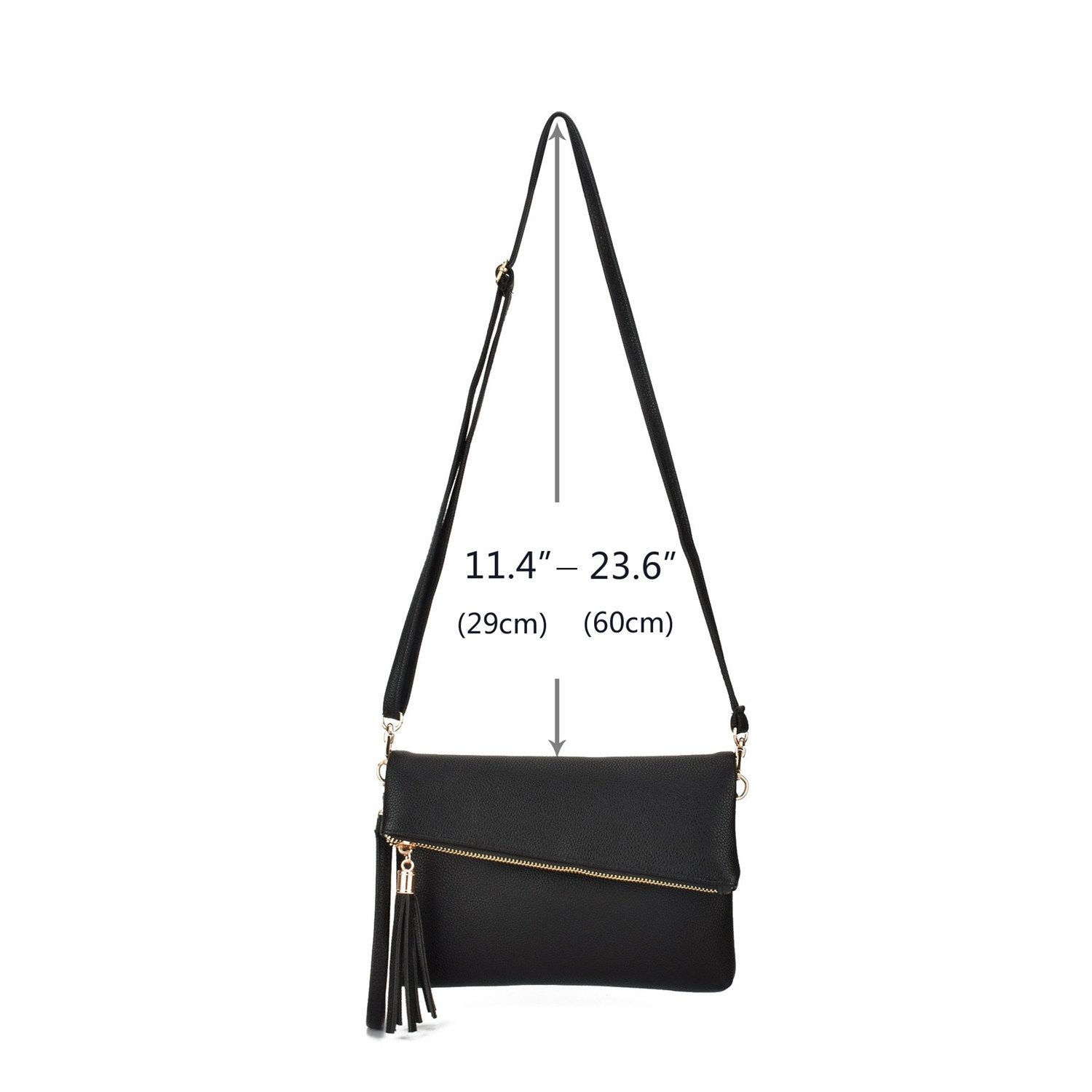 JIARO Classic Style Women's Tassel Fold Cover Sling Leather Small Crossbody Bag Handbag Purse