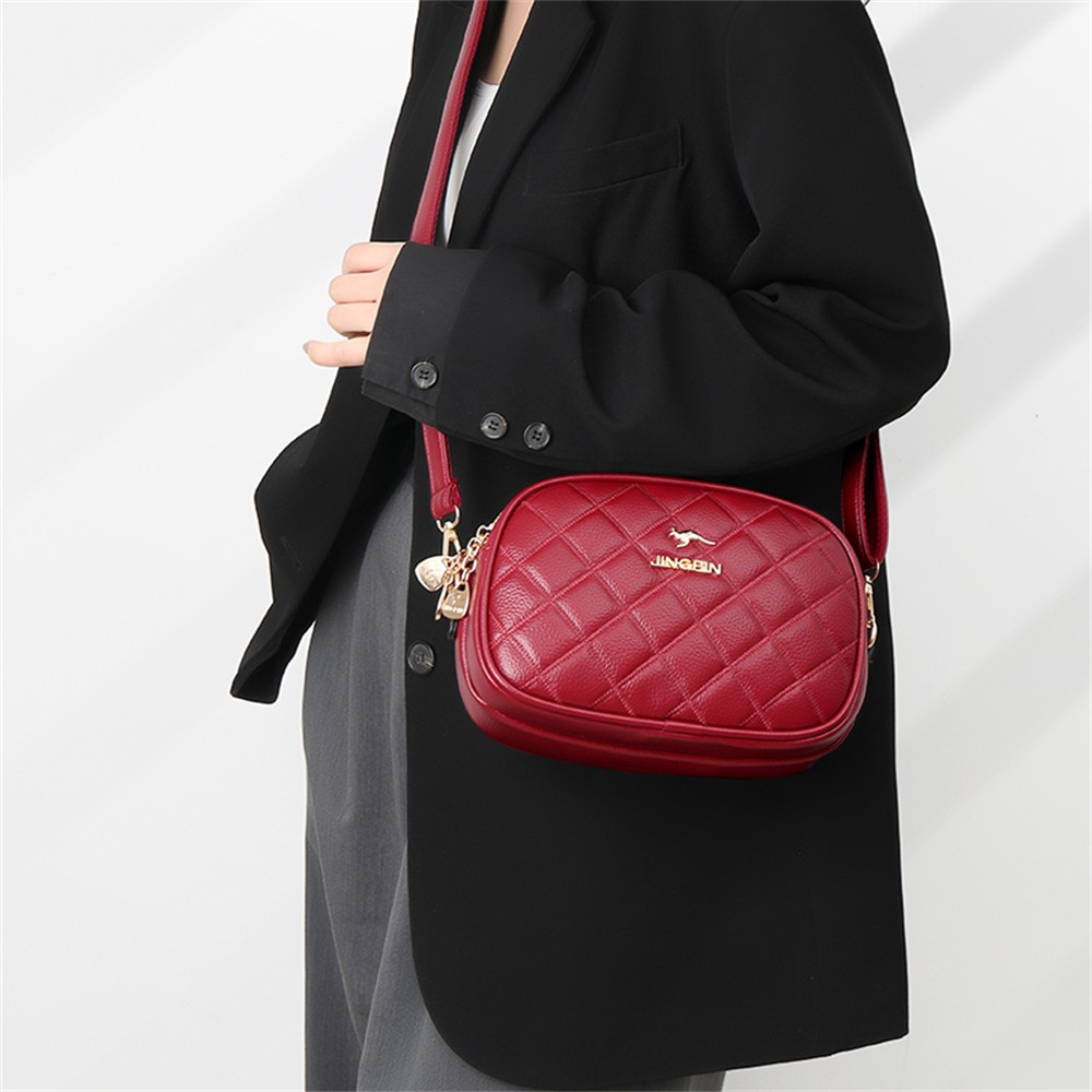 Luxury designer high quality leather ladies shoulder bag 2022 new solid color plaid women messenger bags mobile phone wallet bag