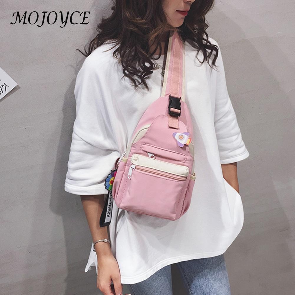 Women's Nylon Chest Bag Zipper Handbag Student Shoulder Causal Backpack For Women Student School Travel