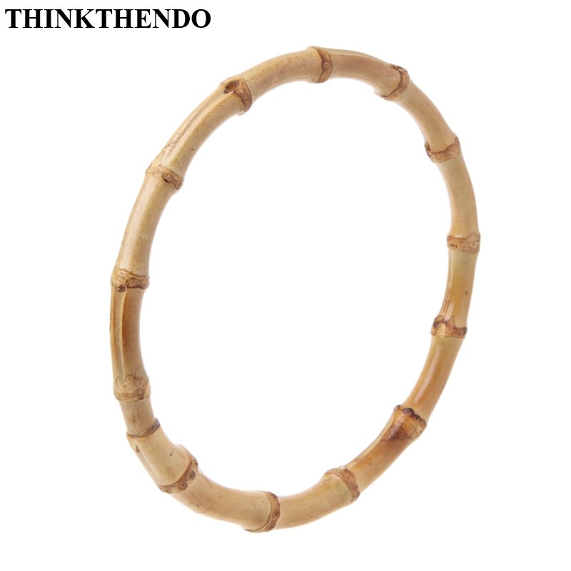 THINKTHENDO - Bamboo Round Handle, for Handmade Handbag, DIY Bag Accessories