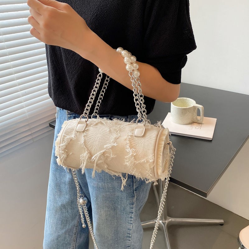 MBTI Elegant Tassel Women Shoulder Bag Decoration Chains Top Handle Bags Fashion 2022 Ladies Concise Hot Sale Bucket Bolso Mujer