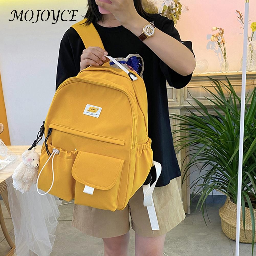 Fashionable single color nylon travel backpack large capacity female student daily shopping travel bag