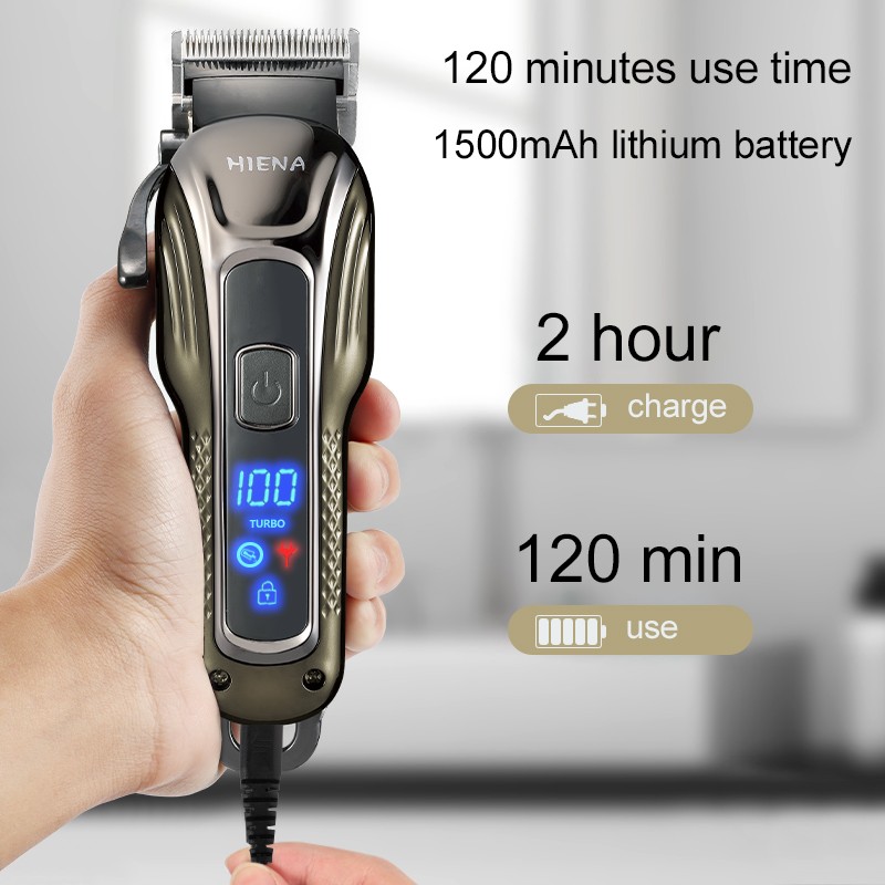 Professional Barber Hair Clipper Rechargeable Electric Finish Cutting Machine Beard Trimmer Shaver Cordless USB