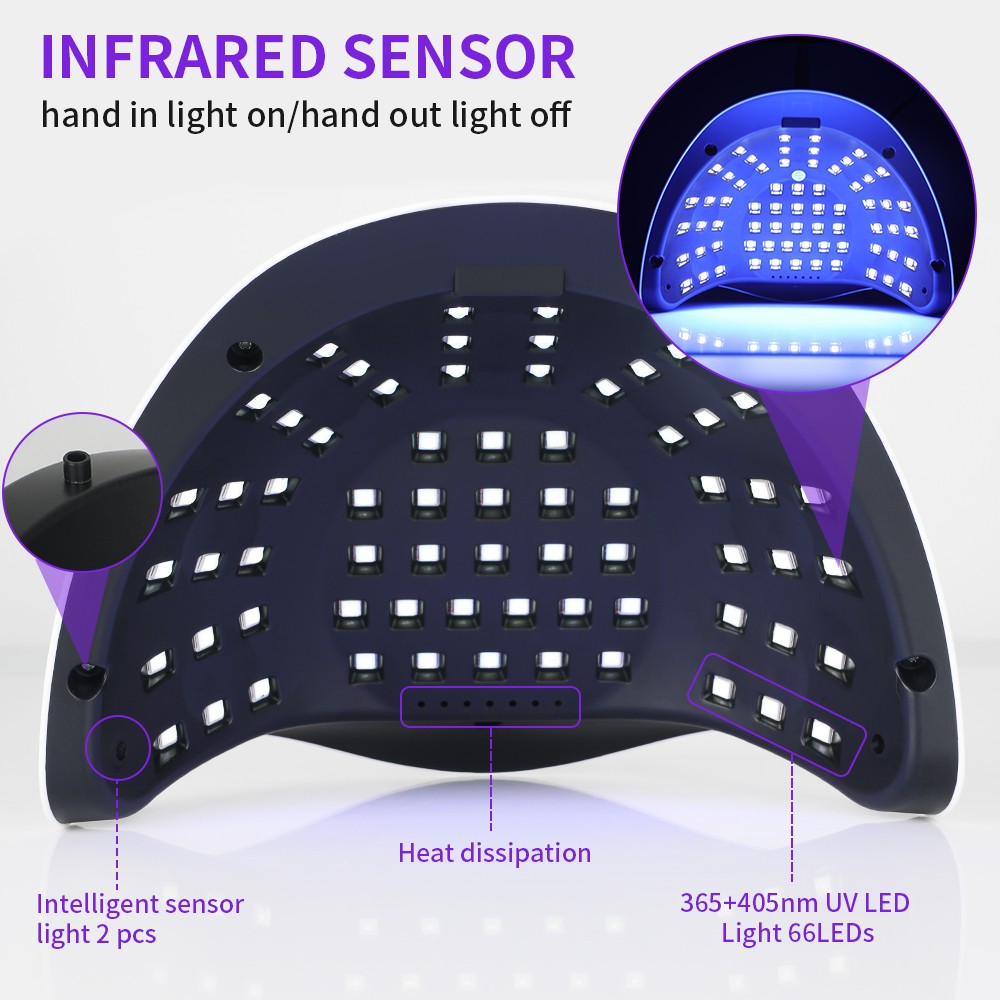 280W LED Nail Dryer Lamp for Drying Nails 66 UV Curing Lamp Bead Gel Polish Manicure Infrared Sensor Professional Nails Equipment