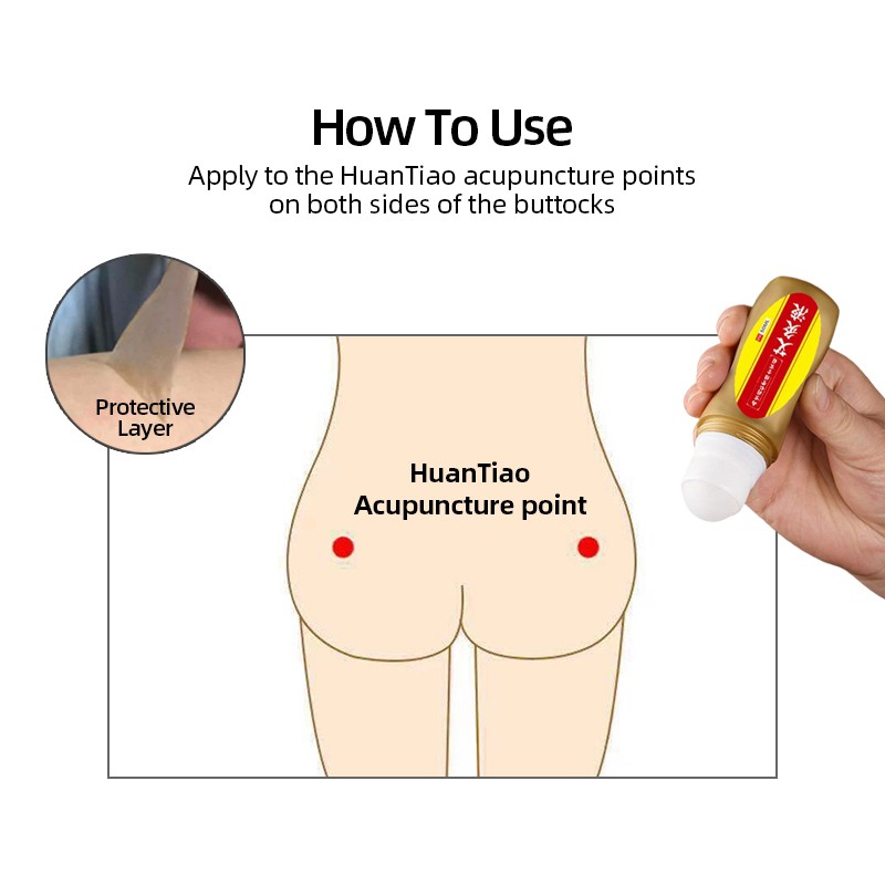 Sciatic Nerve Pain Relief Liquid Wormwood for Back/Buttock/Thigh/Calf Pain Acupressure 360 ​​Degree Anti-pain Massage Ball