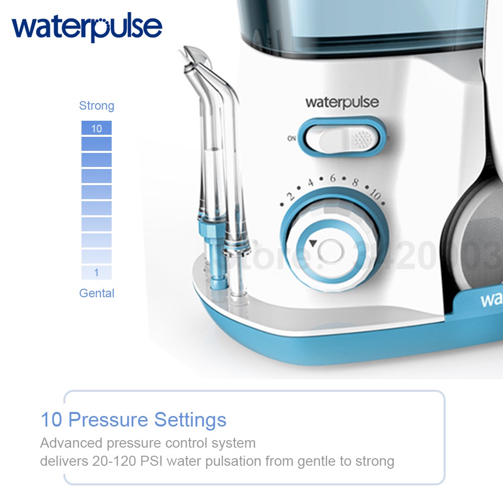 Waterpulse-Water Flosser V300G, Oral Irrigator 5 Pieces, Electric Cleaner, Oral Hygiene Dental Floss 800ml, Cleaning With Water