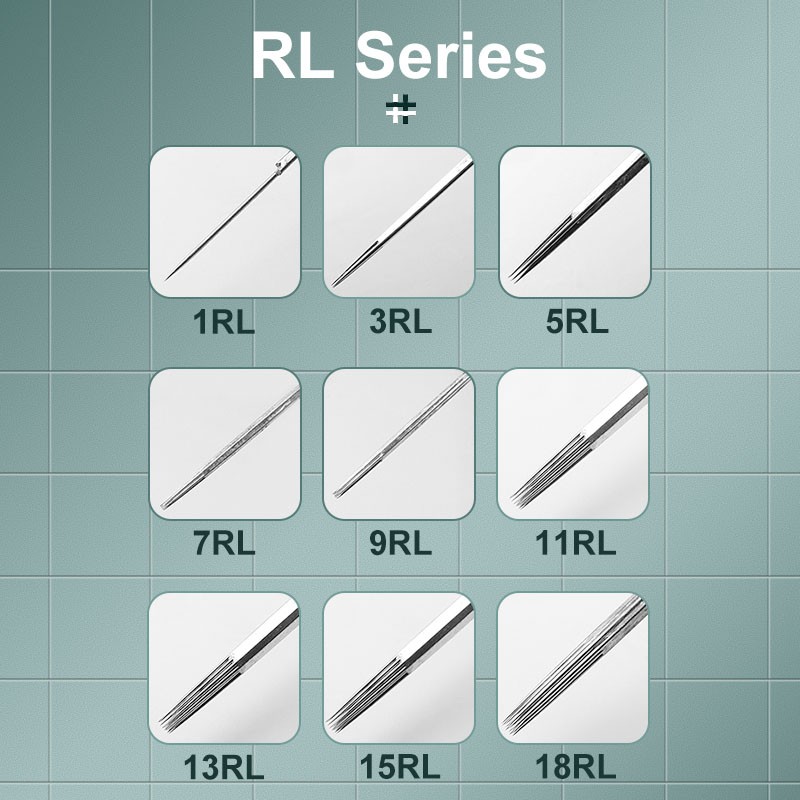 50 قطعة المهنية الوشم إبرة 1RL 3RL 5RL 7RL 9RL 11RL 13RL 15RL 18RL 0.35 مللي متر جولة بطانة الوشم الإبرة للوشم لوازم