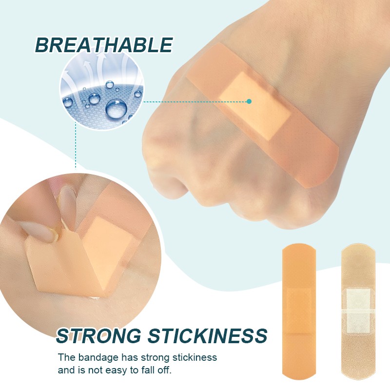 100pcs 2 Kinds Band-aids Waterproof and Breathable Medical Band Aid Sterile First Aid Bandage Wound Balance Patch First Aid