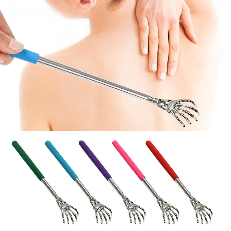 Q1QD Telescopic Back Scratching Extendable Handle, Portable Stainless Steel Hand Massager, Extends From 8.66" to 21.65"