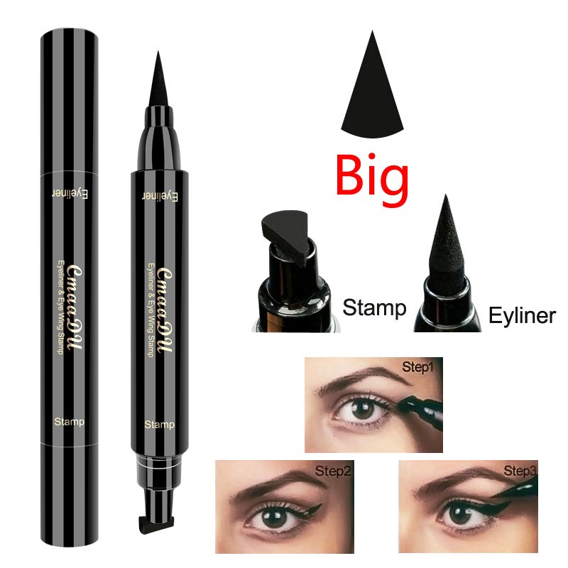 Eyes Makeup Black Double-ended Eye Liner Liquid Pencil Quick Dry Waterproof Black Makeup Stamp Wing Eyeliner Pencil TSLM1