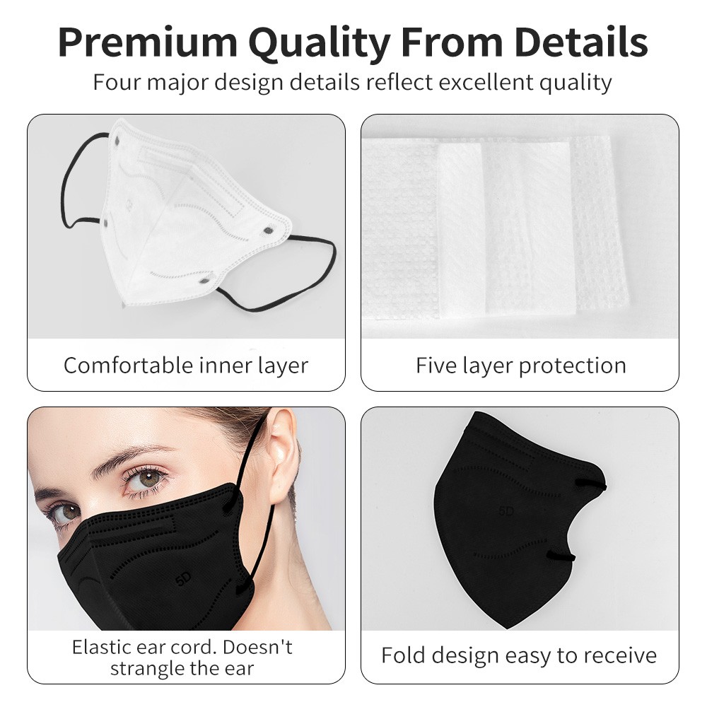 KN95 Black Mascaras ffp2 Mask FFP2 Mask for Mascaras fpp2 Spain 5 Layers KN95 Face Masks ffp2 mascal ffp2 Mask for Security Protection FFP3