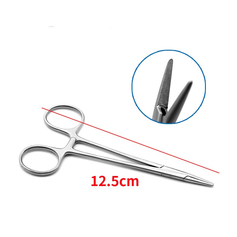 Stainless steel needle holder thick and thin double eyelid needle 12.5cm surgical needle holder