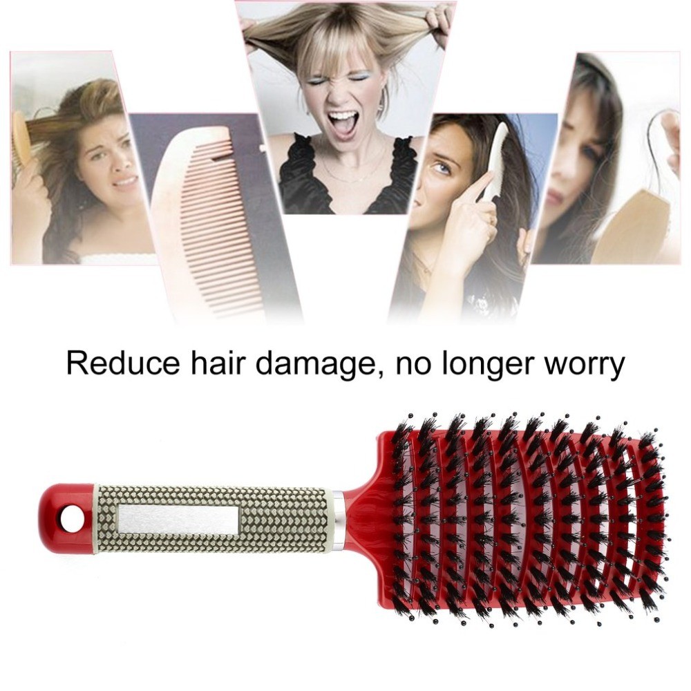 Women Men Hair Scalp Massage Bristle Comb & Nylon Brush Wet Curly Detangling Hair Brush for Salon Hairdressing Styling Tools