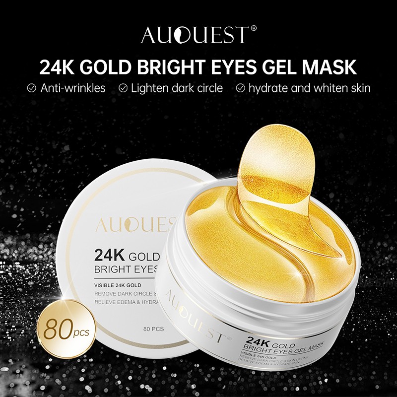 AUQUEST 24K Gold Eye Mask Anti Dark Circle Crystal Collagen Anti Aging Wrinkle Mask Remove Eye Bags Skin Care Korean Cosmetics