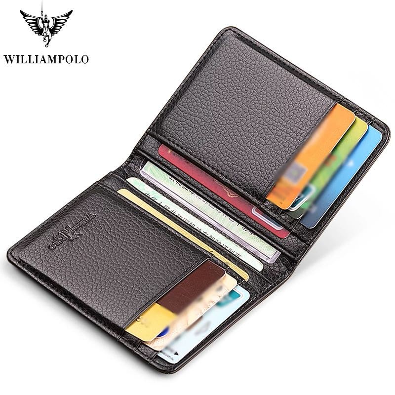 WILLIAMPOLO - Men's Slim Wallet, Luxury Genuine Leather Card Holder, Slim Wallet, New Fashion