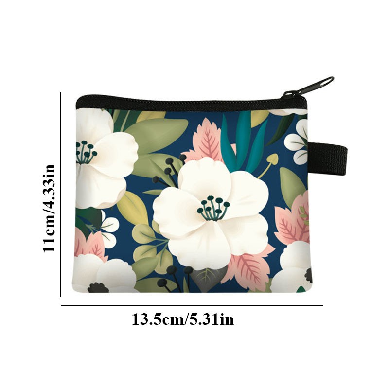 Fashion Brand Wallet Women Lovely Bowknot Flower Print Small Coin Bag Wallet Canvas Zipper Female Coin Purse Purse Earphone