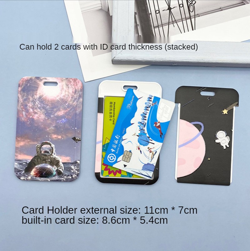 New Cartoon Space ID Credit Bank Card Holder Students Bus Visiting Card Case Door ID Badge Cards Cover for Women Men Pendants