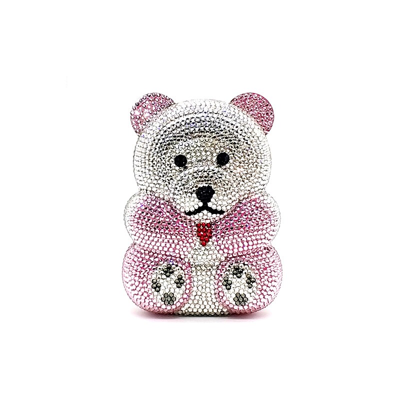 Women's Perforated Bear Handbag,Bear Perforated Crystal Handbag,Cocktail Purse,Shoulder Bag,Gifts