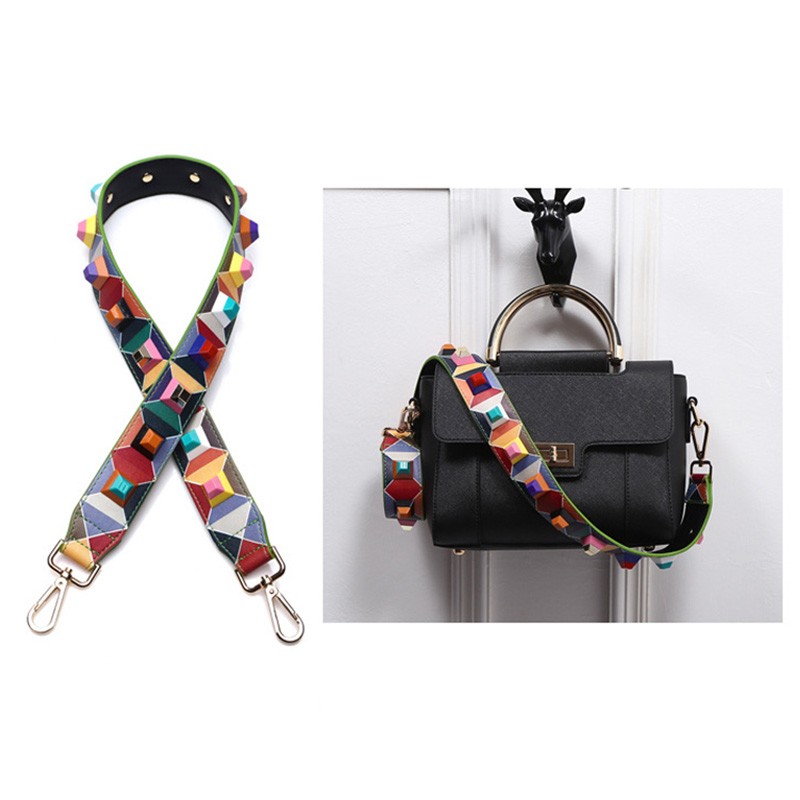 Woman Bag Straps High Quality Rivet Shoulder Straps Wide Bag Strap Collide Color Joker Flower Strap Crossbody Parts Acessorios