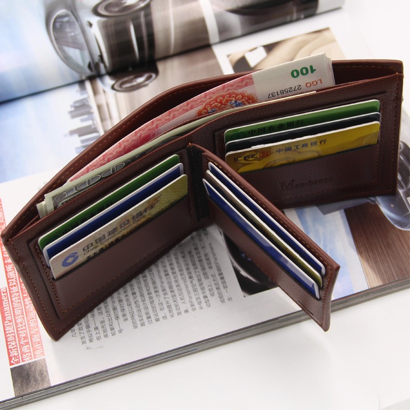 New Men Small Wallet Multifunction Fashion Iron Credit Card Holders PU Money Bag Vintage Leather Wallet Slim Male Purses