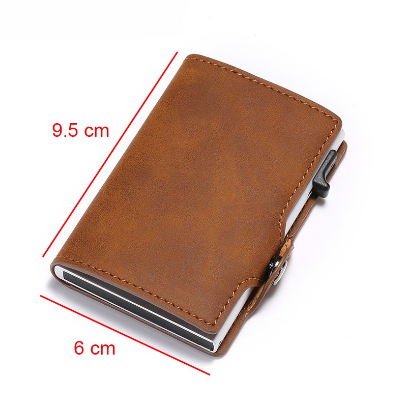 DIENQI - Leather Anti-theft Card Holder for Men and Women, Anti-magnetic, Credit Cards, Simple Wallet, Pocket Case