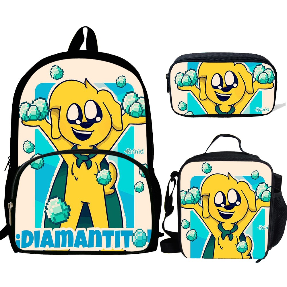 3pcs Mochila Anime mikecack Print Backpack for Boys Girls School Bags Compass Team Kawaii Funny Game Kids School Bag Pack