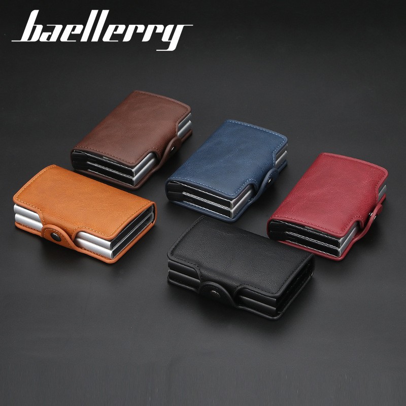 Men Wallet With Buckle Double Layer Aluminum Alloy Fashion Card Holder Casual Credit Card Holder Slim Small Wallet For Men