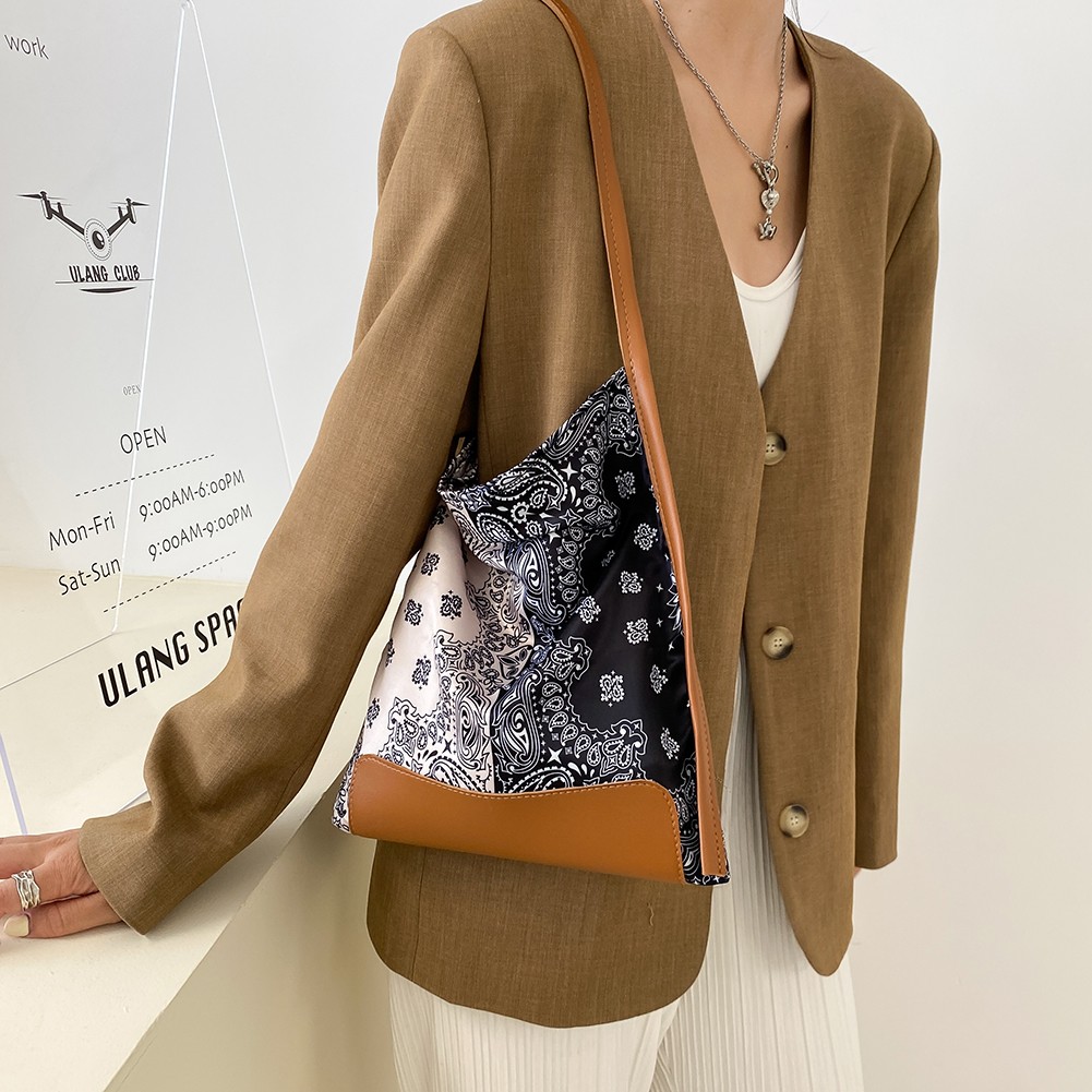 Women Bag Fashion Silk Printing Shoulder Shopping Bag Casual Female Bag Large Capacity Luxury Shopping Bag Designer Handbags