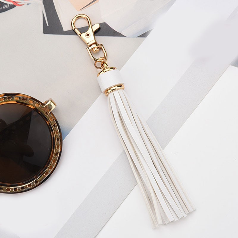 Fringe PU Leather Tassel Keychains Rhodium Key Holder Metal Key Charm Key Ring Bag Auto Car Pendant Hot Sale Jewelry