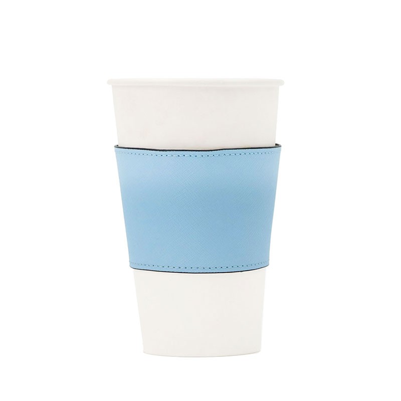 Saffiano Colorful Leather Cup Holder Personalized Original, Non-Slip, Roll-up Drinkware Mug