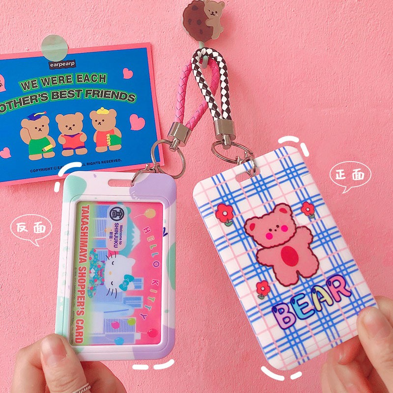 Cartoon Card Holder Campus Bus ID Card Buckle Anti-theft Portable Student Wallet Access Control Card Bag Protect Cover