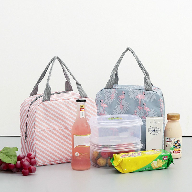 Functional Style Cooler Lunch Box Portable Insulated Canvas Lunch Handbag Thermal Food Picnic Lunch Bags For Women Kids