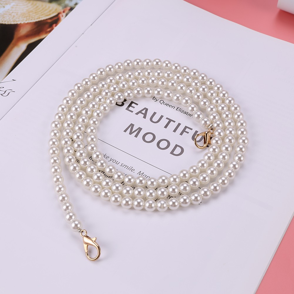 100/120cm Pearl Bag Strap Handbag Handles DIY Purse Replacement Long Beaded Chain For Shoulder Bag Straps Pearl Webbing