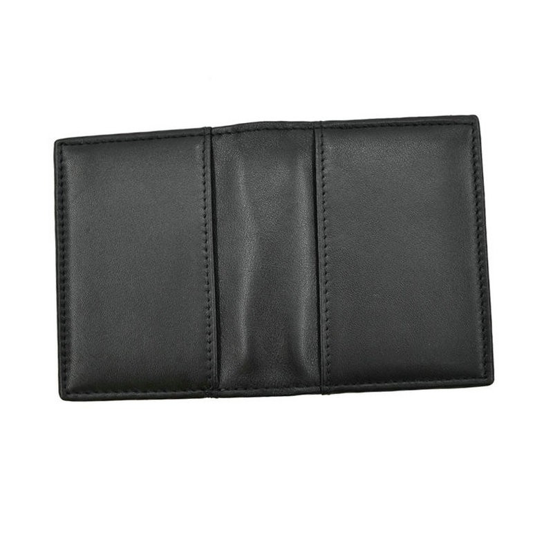 GENODERN Black Genuine Leather Card Case Credit Card Holders Wallet First Cowhide Card Holders Gift for Man