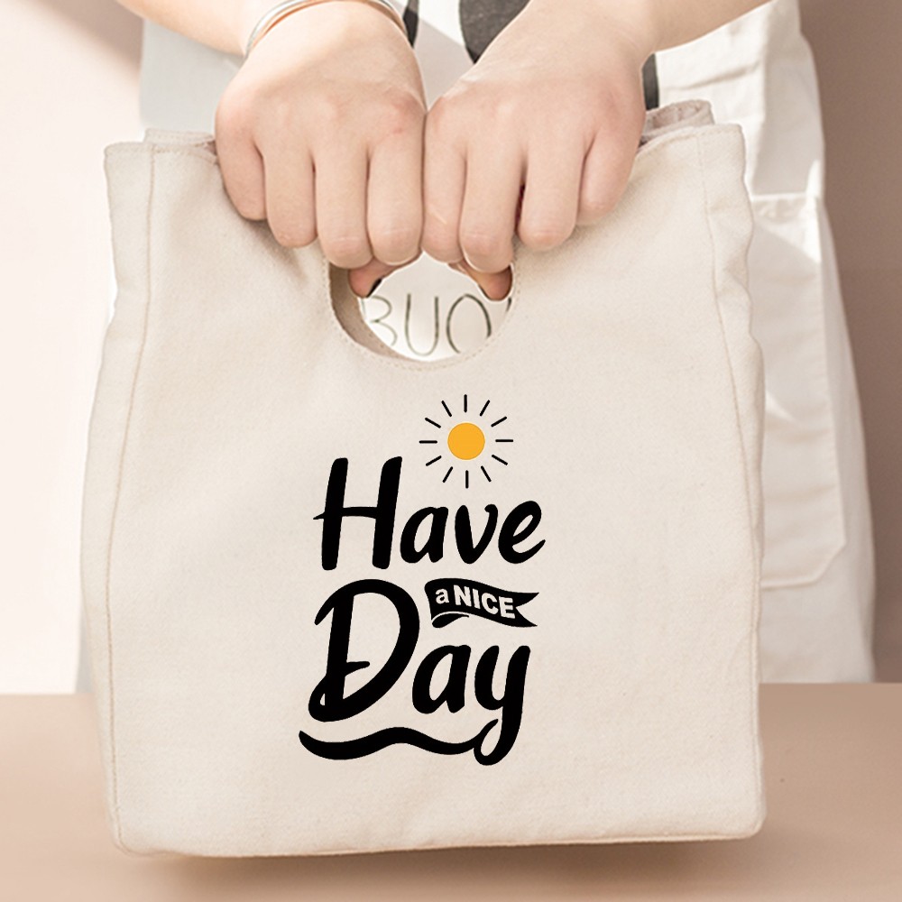 Today is Good Today Printing Reusable Lunch Bags Children Thermal Box Large Capacity Travel Portable Picnic Pouch Eco Handbags