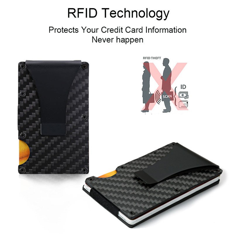 Rfid Carbon Fiber Mini Wallet Men Small Wallet Slim Thin Smart Pocket Card Wallet