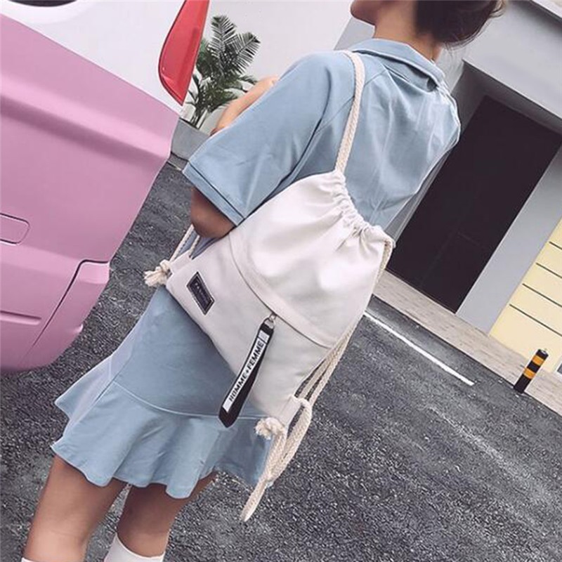 Canvas Drawstring Backpack School Gym Canvas Drawstring Bag Canvas Storage Pack Backpack Pouch for School Pack for Teen