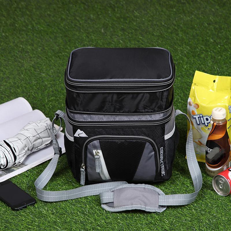 Double layer ice pack waterproof and leak-proof insulation bag multifunctional nylon cloth portable lunch bag fresh lunch box