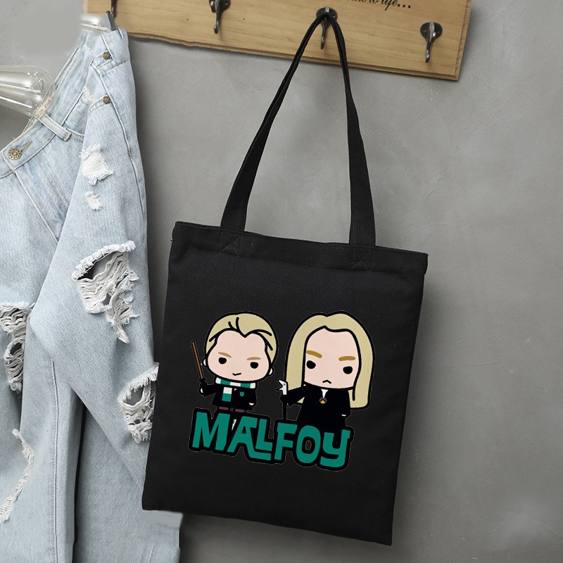 Draco Malfoy Shopping Bags Shopper Travel Bags Canvas Woman Tote Mom Designer Canvas Bags Cheap Printed Shopping Tote