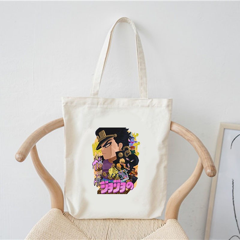 jojo bizarre adventure shopping bags customize logo bag women handbags large designer shopper shoulder canvas bag tote bag