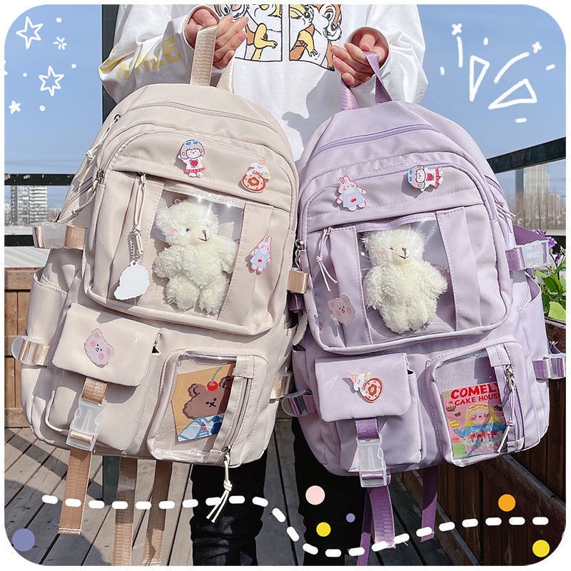 High school student backpack large capacity ins Japanese junior high school student schoolbag female Korean elegant mori girl