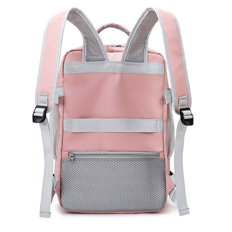 Pink Women Travel Bag Water Repellent Anti-theft Stylish Casual Daypack With Luggage Strap And USB Charging Port Backpack