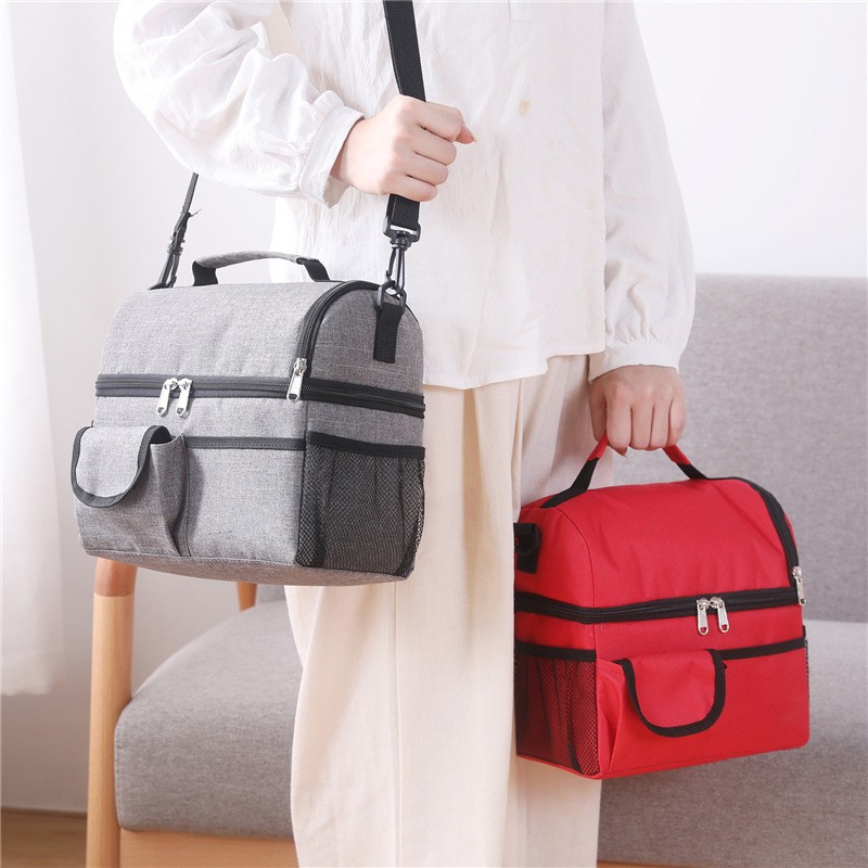 2 Layer Waterproof Lunch Bag Leakproof Thermal Fresh Cooler Thermal Picnic Food Fruit Bag Insulated Lunch Bag For Men Women