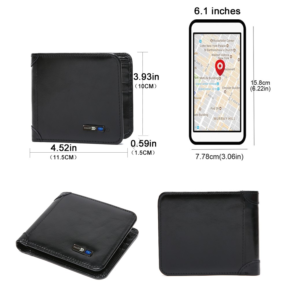 Smart Anti-lost Wallets Bluetooth Compatible Tracker Genuine Leather Men Wallet Card Holder Short Wallet Thin Free Emboss